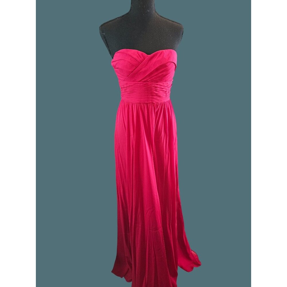 Aidan Mattox Silk Strapless Long Red Pinkish Gown Women Size 4 Formal Prom - Picture 4 of 10
